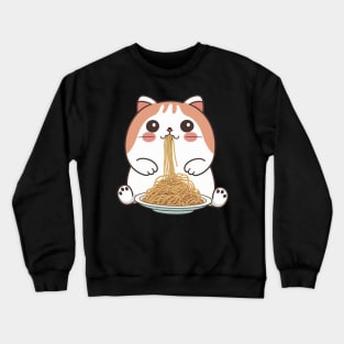 Cat eating spaghetti Crewneck Sweatshirt